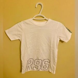 River Island Toddler Boys White 'R96' Print w/ Green Tapered Sleeve T-Shirt